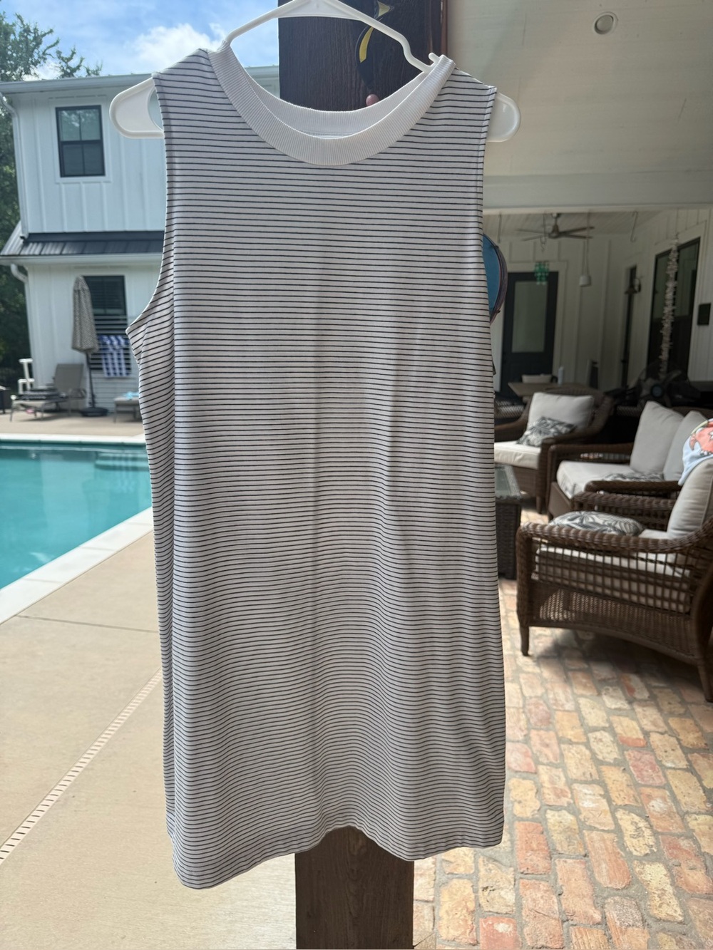 A New Day Sleeveless Striped Tank Dress - Black & White